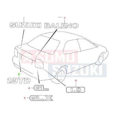 Suzuki Baleno felirat 1,9 TD 77832-65G00-0PG