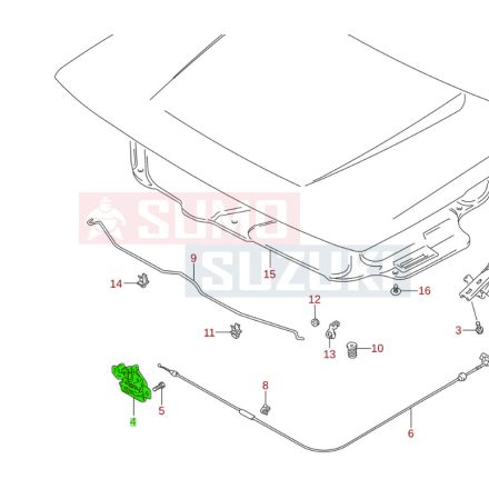 Suzuki Vitara SE416 motorháztető zárszerkezet 82110-61A00
