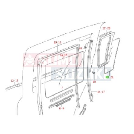 Suzuki Swift jobb hátsó ajtó fix üveg 84551-62J00 