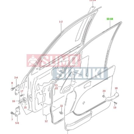 Suzuki Swift tömítőgumi bal első ajtón 84651-80E00-SSE