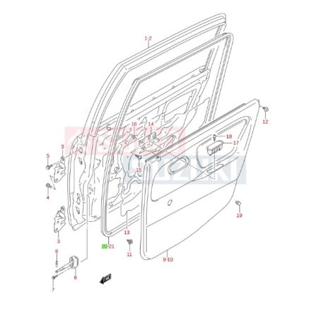 Suzuki Alto 2002-2006 Kédergumi jobb hátsó ajtó 84661M77G00
