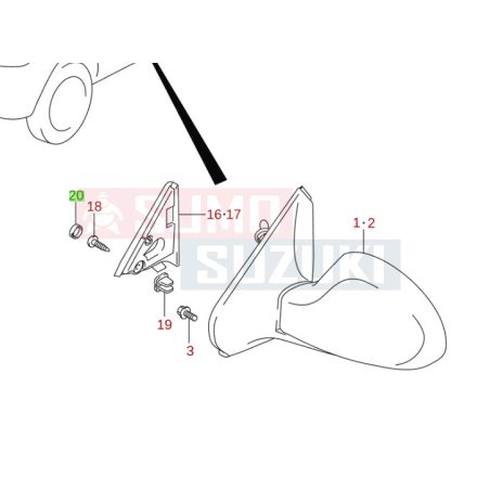 Suzuki Alto 2002-2006 kupak visszapillantó tükör burkolat 84776M70F50