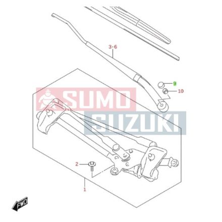 Suzuki Vitara ablaktörlő kar kupak első GYÁRI 84996-65DA0